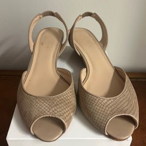 Talbots Peep Toe Wedge Slingback SZ 9